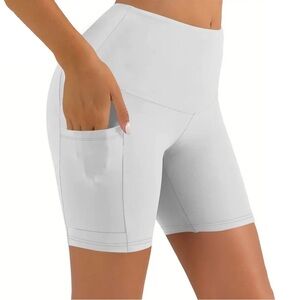 Yogalicious Size Small Women's White Bike Shorts, stretchy spandex comfy Yoga